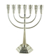 Seven Branch Menorah with Jerusalem Images, Silver - 5.3