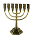 Seven Branch Menorah with Jerusalem Images, Copper - Option 5.3