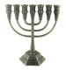 Seven Branch Menorah with Jerusalem Images, Pewter - Option 5.3
