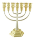 Two Tone Silver and Gold 7-Branch Menorah, Jerusalem Images  8.6 Height