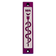 Agayof Mezuzah Case with Healing Snake Image, Dark Colors - 4 Inches Height