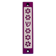 Agayof Mezuzah Case, Five Flowers and Shin in Dark Colors  4 Inches Height