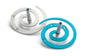 Adi Sidler Double Spiral Chanukah Dreidel Brushed Aluminum - Turquoise and Silver