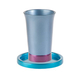 Yair Emanuel Anodized Aluminum Kiddush Cup and Saucer - Silver