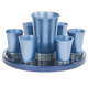 Yair Emanuel Aluminum Kiddush Goblet and Six Cups with Tray - Metallic Colors