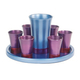 Yair Emanuel Aluminum Kiddush Goblet and Six Cups with Tray - Metallic Colors