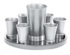 Yair Emanuel Aluminum Kiddush Goblet and Six Cups with Tray - Metallic Colors