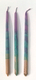 Handmade Dripless Hanukkah Candles - Gold Purple and Turquoise