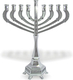 Metal-Nickel Chanukah Menorah with Decorative Silver Stones - Candles Only