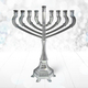 Metal-Nickel Chanukah Menorah with Decorative Silver Stones - Candles Only