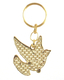Gold Framed Metal Keychain - White Dove with 