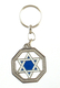 Keychain with Blue and White Star of David in 8-Sided Frame