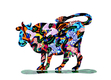 David Gerstein Free Standing Double Sided Steel Sculpture - Shalva Cow
