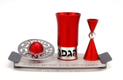 Agayof Aluminum Havdallah Set Modern Design - Red
