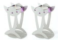 Shraga Landesman Flower Shaped Raised Candle Holders - Silver and Violet
