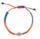 Neon Multicolor Braided Cord Bracelet - Silver Hamsa