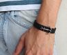 Men's Black Leather Bracelet with Anchor Element - Only 1 In Stock