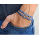 Compass Design Blue-White Rope Wrap Bracelet for Men - Only 1 In Stock