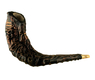 Distinctive Leather-bound Ram's Horn Shofar  Menorah Design