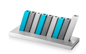 Adi Sidler Kinetic Hanukkah Menorah Aluminum - Turquoise, Gray & Silver Rods