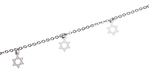 Anklet, Silver Rhodium with Silver Stars of David