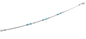 Anklet, Silver Rhodium with Blue Beads and Silver Star of David