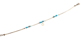 Anklets, Gold Rhodium with Blue Beads and Gold Star of David