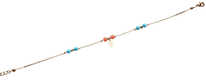Anklet, Gold Rhodium with Blue and Orange Beads and Hamsa