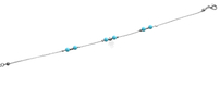 Anklet, Rhodium Silver Chain with Blue Beads and Hamsa