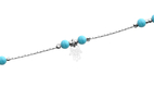 Anklet, Rhodium Silver Chain with Blue Beads and Hamsa