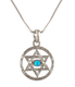aJudaica Rhodium Star of David Necklace - Blue Stone