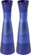 Yair Emanuel Anodized Aluminum Slender Shabbat Candlesticks - Colored Bands