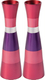 Yair Emanuel Anodized Aluminum Slender Shabbat Candlesticks - Colored Bands