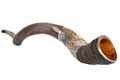Gold Color Menorah on Sterling Silver Yemenite Shofar