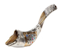 Sterling Silver Ram's Horn Shofar - Choshen Breastplate with Colorful Stones