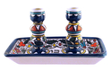 Armenian Design Shabbat Candlesticks with Matching Tray