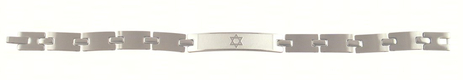 Stainless Steel Mans Bracelet, Curved Links Box Chain - Star of David