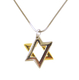 Rhodium Two tone 2 Layer Star of David Necklace