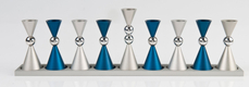 Agayof Anodized Aluminium Hourglass Hanukkah Menorah - Choice of Colors