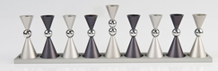 Agayof Anodized Aluminium Hourglass Hanukkah Menorah - Choice of Colors