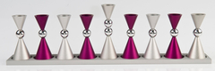 Agayof Anodized Aluminium Hourglass Hanukkah Menorah - Choice of Colors