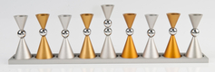 Agayof Anodized Aluminium Hourglass Hanukkah Menorah - Choice of Colors