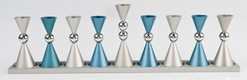 Agayof Anodized Aluminium Hourglass Hanukkah Menorah - Choice of Colors