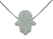 aJudaica White Opal Hamsa Hand Necklace
