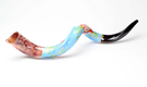 Hand Painted Yemenite Shofar with Lively Pomegranates