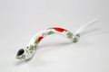 Hand Painted Yemenite Shofar with Pomegranates on White