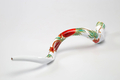 Hand Painted Yemenite Shofar with Pomegranates on White