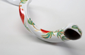 Hand Painted Yemenite Shofar with Pomegranates on White