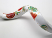 Hand Painted Yemenite Shofar with Pomegranates on White