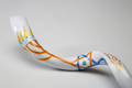 Hand Painted Yemenite Shofar with 7 Branch Menorah on White